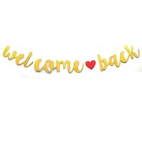 Welcome Back Banner Black Glitter Welcome Back Party Sign Returning Home Teenager Homecoming Home Coming Returning Home Hospital (Gold)