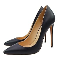 New Sexy Thin High Heels Women Pointed Toe Red Blue Wedding Party Dress Pumps OL Concise Office Work Shoes 12cm Soft Leather Heels