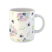 Coffee Mug Pink Floral Flowers Watercolor Gentle Colors Female Pattern Pastel 11 Oz Ceramic Tea Cup Mugs Best Gift Or Souvenir For Family Friends Coworkers