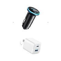 USB C Car Charger Adapter(52.5W), Anker 323 Compact Car Phone Charger with USB C Charger 33W, Anker 323 Charger, 2 Port Compact Charger with Foldable Plug