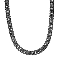Master of Bling 925 Sterling Silver 15mm Black Moissanite Miami Cuban Black Plated Mens Necklace