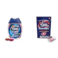 TUMS Chewy Bites Antacid Tablets Chewy Delights Ultra Strength Antacid Soft Chews Heartburn Relief Bundles - 60 Count and 32 Count