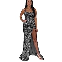 Spaghetti Straps Sparkle Sequins Mermaid Long Prom Homecoming Dresses 2023 Glitter Evening Party Gown