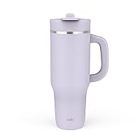 Zak Designs Harmony 2-in-1 Coffee Tumbler for Travel or At Home, 40oz Recycled Stainless Steel is Leak-Proof When Closed and Vacuum Insulated with Handle (Smoky Lilac Purple)