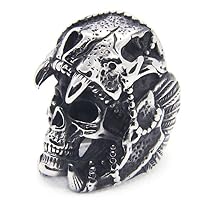Large Mens Heavy Stainless Steel Biker Tiger Skull Ring Men Size 8-13