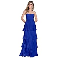 Plus Size Prom Dresses for Women Strapless Royal Blue Cocktail Dress Tiered Ruffle Sweetheart Formal Gowns Size 20W