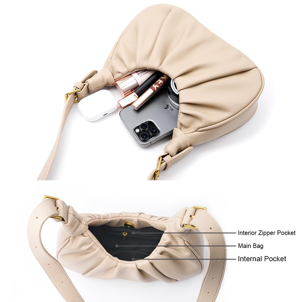 UKENENG Women's Shoulder bag Small Leather crossbody Purse Vintage Chic cloud Hobo handbag