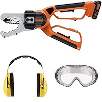 Black+Decker 18V Alligator GKC1000L Cordless Lopper, Includes 3M™ Safety Glasses for Machine Tools 2890S, Transparent and 3M™ Peltor™ Optime™ Comfort Ear Muffs H510A (87 to 98 dB)