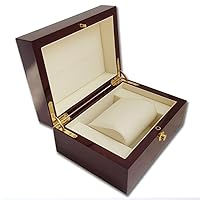 Large Size Wood Lacquered Glossy Single Watch Box With White PU Leather Cushion