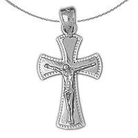 Gold Crucifix Necklace | 14K White Gold Crucifix Pendant with 16