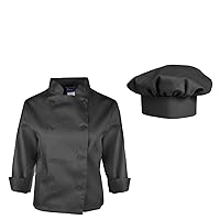 KNG Black Kids Medium Chef Jacket and Hat