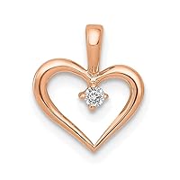 14ct Rose Gold Diamond Love Heart Pendant Necklace Jewelry for Women