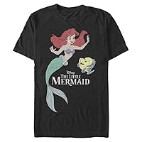 Disney Big & Tall Princess Mermaid Friends Men's Tops Short Sleeve Tee Shirt, Black, 4X-Large