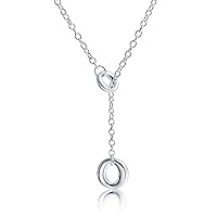 Bling Jewelry Mod Geometric Open Circle Round Disc Lariat Pendant Y Necklace For Women For Teen .925 Sterling Silver
