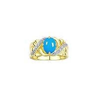 Rylos 14K Yellow Gold Classic Ring with 9X7MM Oval Gemstone & Sparkling Diamonds – Exquisite Gem Jewelry for Women – Available in Sizes 5-13