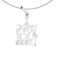 Silver Saying Necklace | Rhodium-plated 925 Silver Don't Give A Shit Saying Pendant with 18