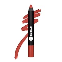 SUGAR Cosmetics Matte As Hell Crayon Lipstick With Free Sharpner, Long Lasting Matte Lip Crayon - 11 Elle Woods (Brown Nude), 2.8 g