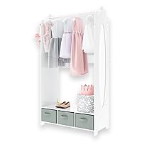 Milliard Dress Up Storage Kids Costume Organizer Center, Open Hanging Armoire Closet Unit Furniture (White)