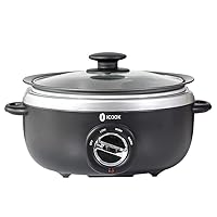USC-35-OP001BK 3.5 Quart Slow Cooker,Aluminium Sear/Sauté Stew Pot Stovetop safe,Dishwasher Safe,Glass Lid,Adjustable Temp,Food Warmer,Black