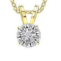 3/8-5 Carat IGI Certified LAB-GROWN Round Cut 4 Prong Diamond Pendant Necklace + 16