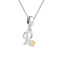 KunBead Jewelry 18 inch Letter A-Z Initial Love Heart Alphabet Name Gold Tone Charm Birthday Pendant Necklaces for Women Girls