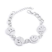 Fashion Colorful Smiley Thickening Chain Bracelet Couple Expression Bracelet Ladies Men Christmas Jewelry Gifts