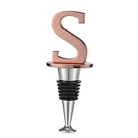 Miicol Wine Stoppers for Wine Bottles Toppers, Monogramm Cute Wine Accessories Gifts for Family Friends Women or Engagement Decorative, First Name Initial Letter S, Rose Gold