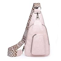 Sling Bag for Women Chest Purse Fanny Pack Hobo Crossbody Purses Hobo with Wide Guitar Strap Belt (pink)