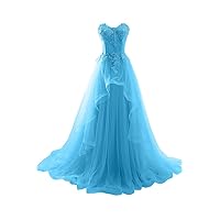 2017 Vogue Evening Prom Dress Strapless A-line Ruffles Applique-16-Blue
