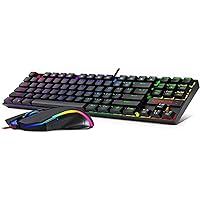 Redragon K552-RGB-BA Mechanical Gaming Keyboard and Mouse Combo Wired RGB LED Backlit 60% with Arrow Key Keyboard & 7200 DPI Mouse for Windows PC Gamers (Tenkeyless Keyboard Mouse Set)