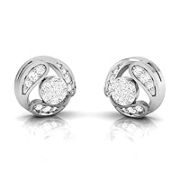 Jewels Gold Plated Silver 0.16 Carat (I-J Color, SI2-I1 Clarity) Round Shape Brilliant Cut Natural Diamond Stud Earrings For Women & Girls