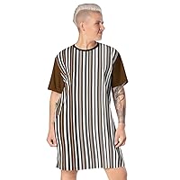 T-Shirt Dress, kr8vsosllc, Black and While with Brown Lines Dress, Unity Shirt, Oneness T-Shirt Dress