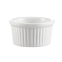 CAC China Accessories 3-Inch by 1-3/8-Inch 3-Ounce Super White Porcelain Round Fluted Ramekin, Box of 48