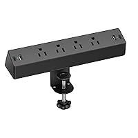 Desk Clamp Power Strip, 1875W Surge Protectors with 2 USB A, 2 USB C Ports, 4 AC Outlets, Desk Mount Charging Station, Fit 1.7 inch Tabletop Edge Thick, Desk Outlets for Home Office.
