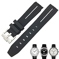 RAYESS 19mm 20mm Curved End Rubber Watchband for Tissot 1853 Lelocle PRC200 Rolex Submariner Hamilton Omega Waterproof Watch Strap