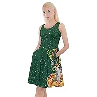 CowCow Womens Skater Dress with Pockets Pizza Emoji Lips Pop Art Swing Knee Length Dress, XS-5XL