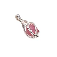 925 Sterling Silver Cage Pendant For Women And Girls Gift Inside Natural Raw Gemstone Handmade Silver Pendant