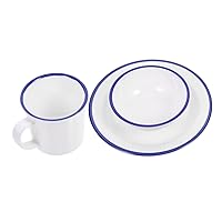 BESTOYARD 1 Set Dish Cup Set Kitchen Bowl Plate Kit Camping Decor Tea Mug with Lid Camping Dinnerware Retro Coffee Cup Desk Trash Can Melamine Commercial White Picnic Plate A5