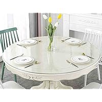 Customizable 1.0mm Thick Indoor Outdoor Heavy Duty Premium Clear Transparent Round Fitted Vinyl Tablecloth, Waterproof Wipeable, Fine Table Plastic Protector