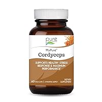 PURE ESSENCE LABS MyPure Cordyceps - Organic Mushroom Supplement - 100% Real Mushroom Extract - Best for Immune Support, Stress Relief, Build Energy for Adult Men and Women (60 Capsules)