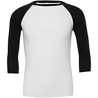 Mens 3/4 Short Sleeve Baseball T-Shirt by Bella+Canvas-White/Black-M