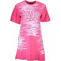 Chic Pink Print Short Sleeve Women's Dress