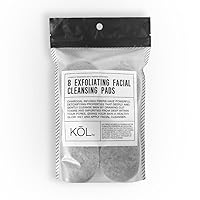 KOL Face Scrubber, Charcoal Infused Exfoliating Facial Cleansing Pads, Disposable Exfoliator Face Sponge for Daily Face Cleaning and Makeup Removal, 8 Count