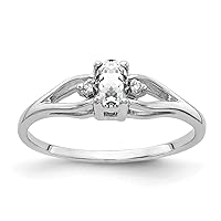 Solid 14k White Gold 5x3mm Oval Cubic Zirconia CZ VS Diamond Anniversary Ring Band