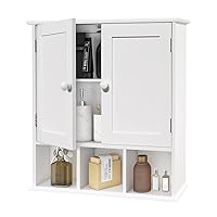 Bathroom Wall Cabinet with 2 Door Adjustable Shelves,Over The Toilet Storage White Wall Mounted Medicine Cabinets for Bathroom Laundry Room Kitchen