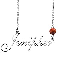Customized Silver Name Necklace with Dainty Birthstone for her