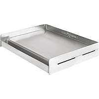 Sizzle-Q SQ180 100% Stainless Steel Universal Griddle with Even Heating Cross Bracing for Charcoal/Gas Grills, Camping, Tailgating, and Parties (18