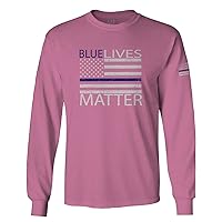 Blue Lives Matter American Flag Thin Blue Line USA Police Support Long Sleeve Men's