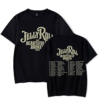 Jelly Roll Beautifully Broken Tour 2024 T-Shirt Hiphop Merch Women Men Fashion Summer Short Sleeve Streetwear