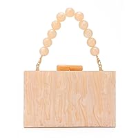 Oweisong Women Acrylic Clutch Purse Formal Wedding Evening Handbag Marble Party Shoulder Crossbody Bag with Bead Chain
